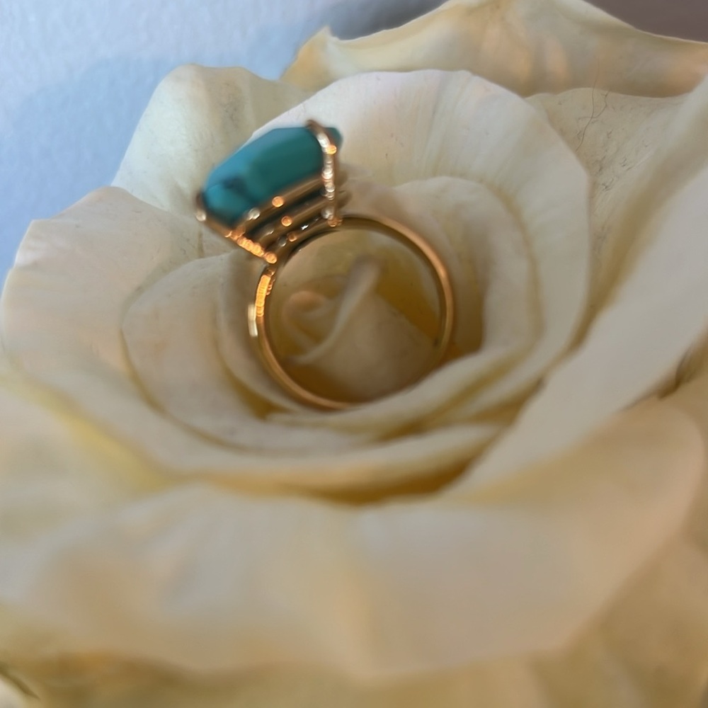 Stella & Dot Teardrop Turquoise-Blue Stone Ring - Picture 2 of 7